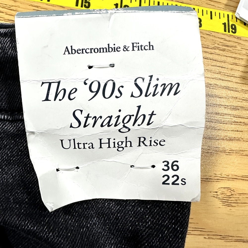 Abercrombie & Fitch The 90s Slim Straight‎ Ultra High Rise Jeans 36/22S Charcoal - Picture 6 of 10